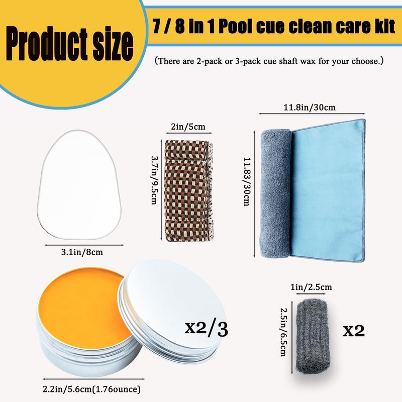 OMTRS Pool Cue Shaft Wax Set, 2/3 Pack Pool Cue Stick Wax Cleaner with Cleaning Cloth Cue Shaft Burnisher and Smoother for Wood Pool Stick - Image 2